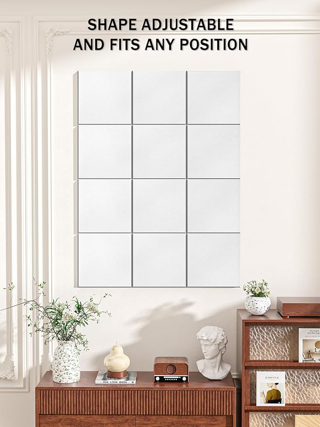 Hsurbtra Large Cork Board for Wall 47 x 36 Inch, 12 Pack Felt Bulletin Notice Board with Pushpins for Office Home School Farmhouse Wall Decor, White