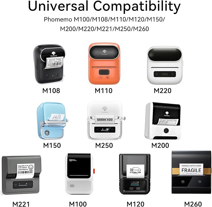 Phomemo M110 Round Labels, Self-Adhesive Thermal Label Stickers Compatible with M110 M120 M200 M220 M221 M150 M250 M260 M108 M100 Label Printer, Black Text on Color, 1.96" x1.96 (50x50mm), 3/Rolls