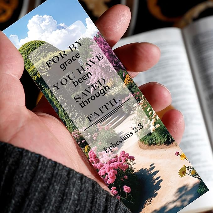 100 Pcs Christian Bookmarks, Religious Bible Verse Paper Bookmark Bulk for Women Man, Inspirational Scripture Scenery Book Mark Gift for Reading Lovers Church Accessories