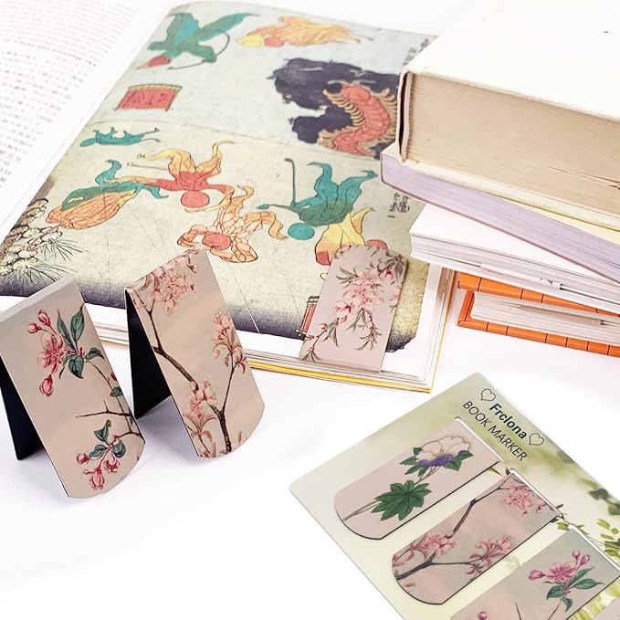 12PCS Magnetic Bookmarks - Magnet Page Markers Page Clips Assorted Book Markers Set with Exquisite Pattern, Bookmarks for Women, Students, and Book Lovers(Floral Style)
