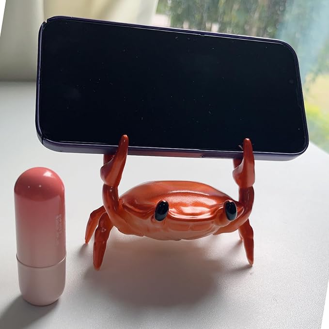 1Pcs Weightlifting Crab Pen Holder Funny Crab Pen Holder for Storage Office Desk Display Decorations (Red)