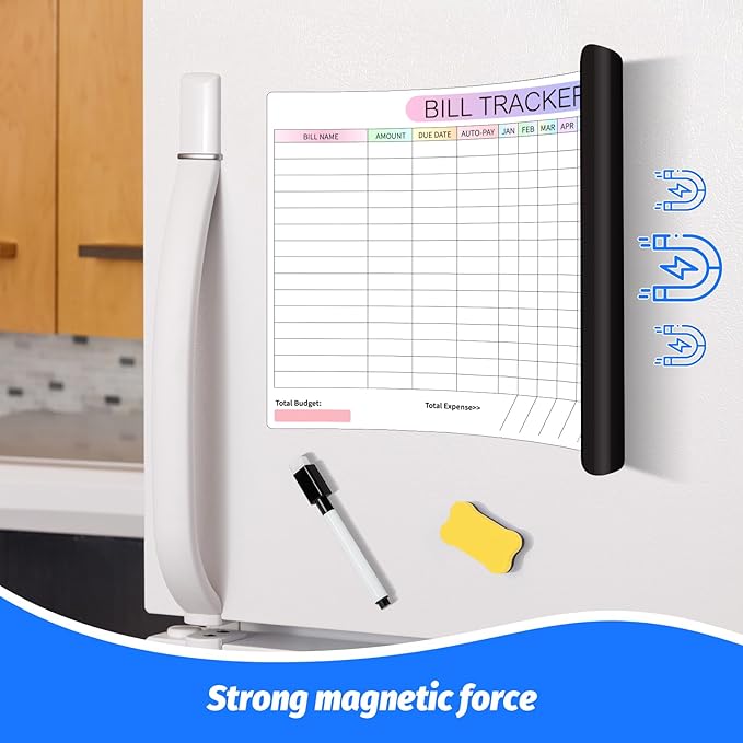 Monthly Bill Payment Checklist Magnetic Whiteboard for Refrigerator-Bill Payment Tracker Calendar Chart Monthly Bill Organizer & Planner for Personal Budgeting Financial (Style New)