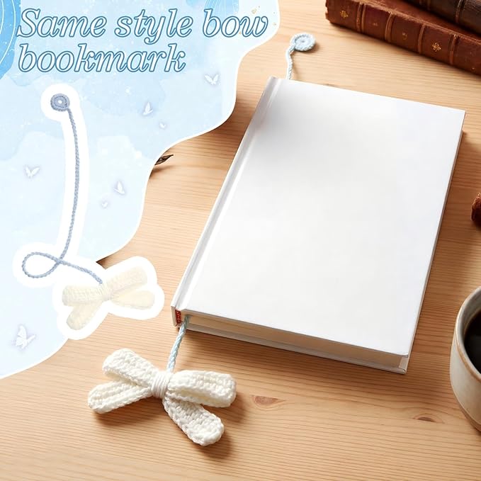Maitys Crochet Bible Sleeve with Bow 11 x 9 Inch Handmade Blue Crochet Book Cover Protector with Magnetic Snap Washable Bible Bag Pouch Christian Gift for Women Book Lover Gifts