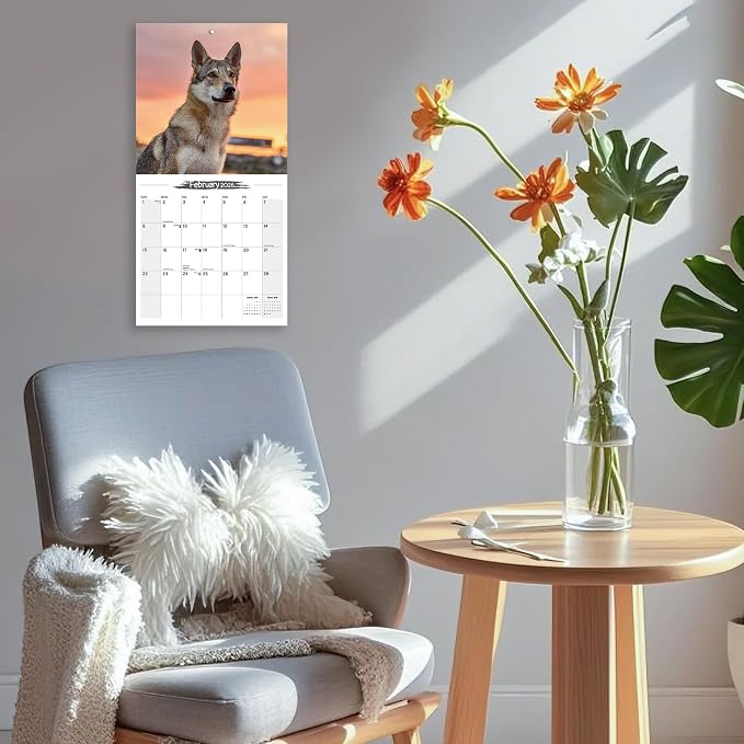 2026 Wall Calendar, Wolfdog Hangable Monthly Planner Calendar For Dogs Lovers