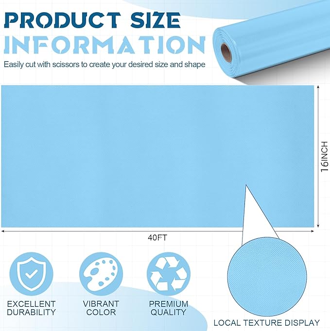 Hahafelt 16 in x 40 Ft Fabric Bulletin Board Roll Classroom Non Woven Fabric Background Decorations Waterproof Wrinkle Resistant Bulletin Board for Back to School Wall Decor(Light Blue,Pure)