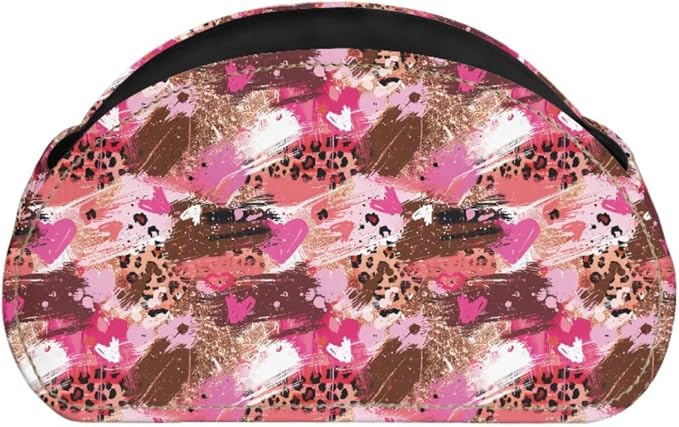 Graffiti Heart Leopard Remote Control Holder with 5 Compartments, Office Desk Organizers TV Stand Decor/Bedside Table Accessory Remote Caddy, Storage for Cosmetic Brushes