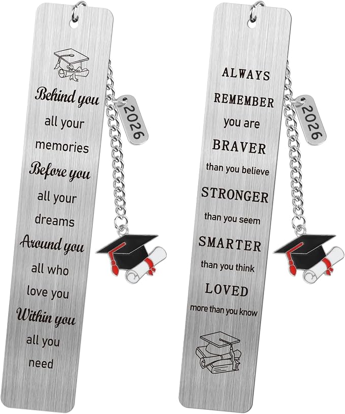 2026 Graduation Gifts for Him Her,Graduation Inspirational Bookmark Elementary High School Seniors College Graduation Gifts for Nurse Students Book Lovers-2Pcs