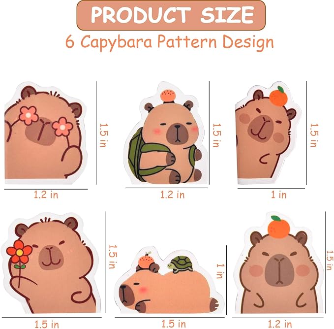 6pcs Capybara Magnetic Bookmarks - Cute Book Markers Clip for Reading Women, Capybara Fun Magnet Page Markers for Book Lovers Reader Men Boys Girls, Funny Capybara Gifts for Teachers Students