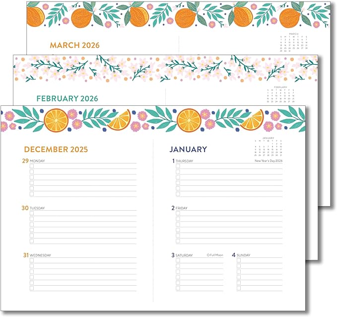 High Note 2026 Planner, 12-Month Weekly & Monthly Flexible Cover Calendar Book with Goal & Project Planning Pages, 2026, 5.75" x 7.5", Fruits