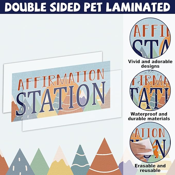 Let The Adventure Begin Affirmation Station Bulletin Board Set Camping Travel Classroom Decorations Mountain Mental Health Posters Positive Accents Cutouts for Teachers School Classroom Decor