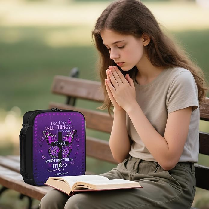 Bible Cover for Women, Bible Holder, Bible Cover With Handles, Bible Carrying Case, Bible Bags With Zipper and Pockets