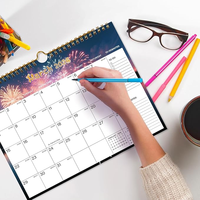 2026-2027 Wall Calendar - Includes January 2026 to June 2027, 18-Month Paper Wall Calendar 11 x 8.5 Inches.Thick Paper with Julian Dates and Block for New Year and Christmas Holidays To-dos ＆ Notes (H)