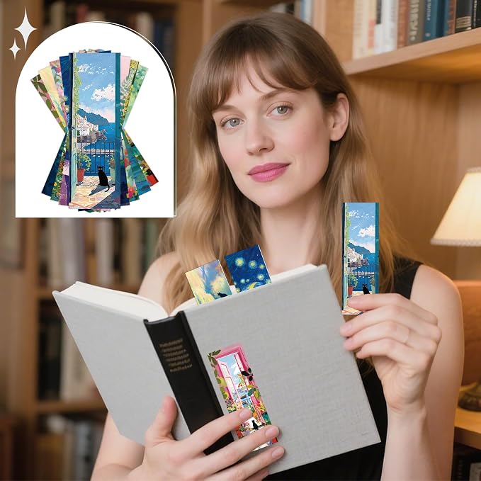 Black Cat Bookmarks Gifts - 60 Pcs Floral Animal Bookmarks Paper Cute Flower Cat Painting Book Mark Page Markers Clip Gift for Book Lover Women Men Student Classroom Teachers Bookish Reading