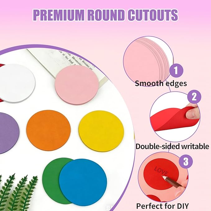 72 Pcs 6 Inches Large Round Paper Cutouts, 9-Color Assorted Round Shape Die Cut for Bulletin Board Decor, Classroom Wall, Circle Template, Teacher School Supplies, DIY Crafts