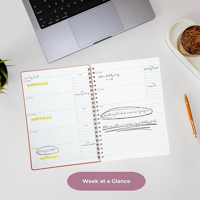 | Undated Yearly, Daily, Weekly, Monthly Planner | 8.25" x 11.75" | To Do List Notebook for Work | Simple Design | Multiple Layouts | Academic Planner and Organizer Notebook (Black, Yearly Planner - Portrait)