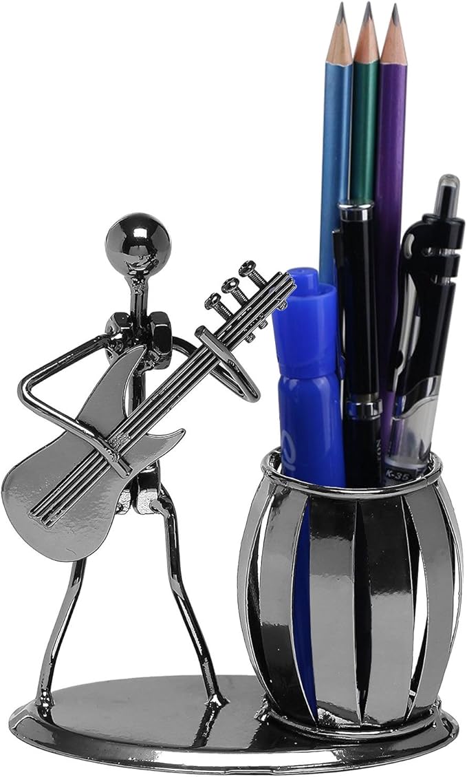 Owlgift Metal Pencil Holder, Office Supply Pen Organizer Desktop Decoration Stand Container (Guitar)