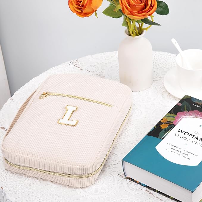 Bible Cover for Women, Initial Personalized Bible Gift - Bible Case for Men - Bible Holder - Bible Bag - Bible Carrier - Bible Carrying Case with Pockets for Bible Study Suppliers, Bible Accessories