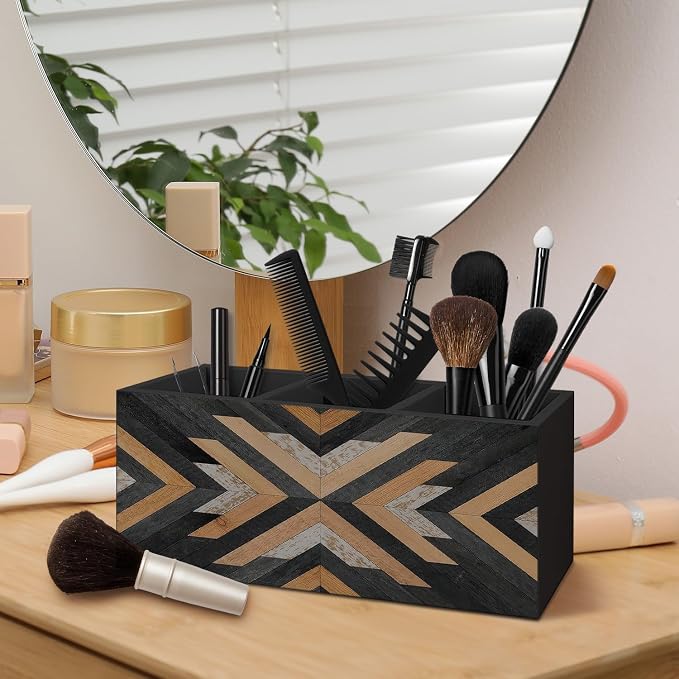 Western Pen Holder for Home Office Desk, Aztec Decor, Retro Boho Western Aztec Makeup Brush Toothbrush Holder Organizer for Bathroom Desk Accessories