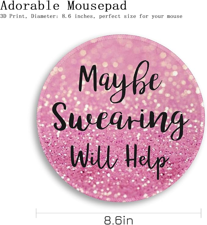 Gctriki Computer Mouse Pad, Funny Pink Round Mouse Pads for Desk Travel Work Laptop Gaming, Cute Pink Home Office Supplies Desk Accessories Decor Inspirational Graduation Gifts Office Gifts