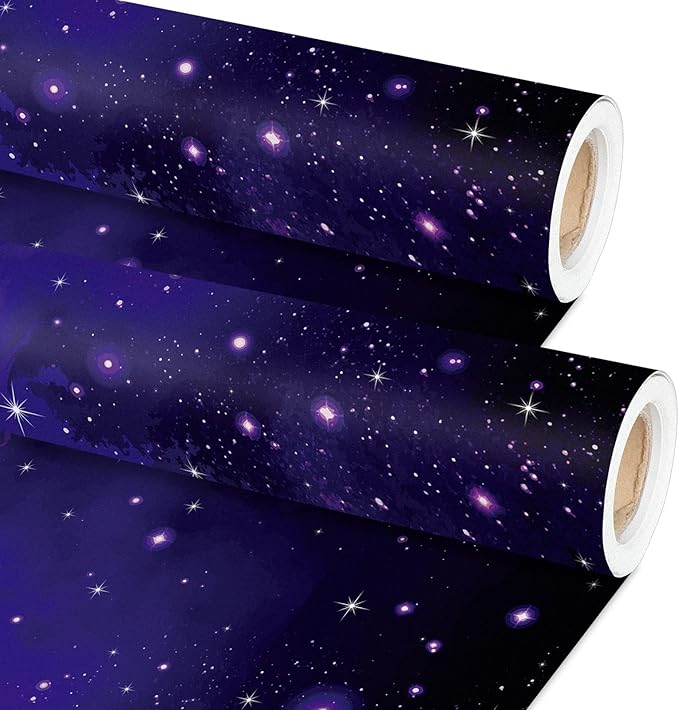 Qyeahkj 2 Rolls Starry Night Bulletin Board Paper Roll Outer Space Bulletin Board Background Paper Fade Resistant Classroom Decoration Poster Art Craft Home Wall Education Decoration Supplies 17.7in x