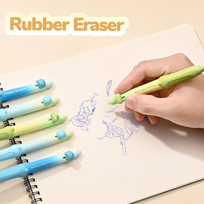 Temiary 6 Pcs Retractable Erasable Gel Pens & 10 Pcs Refills, Ink Pen with Eraser, 0.5 mm Fine Point Smooth Writing for Crossword Puzzles Journal Supplies (Morandi)