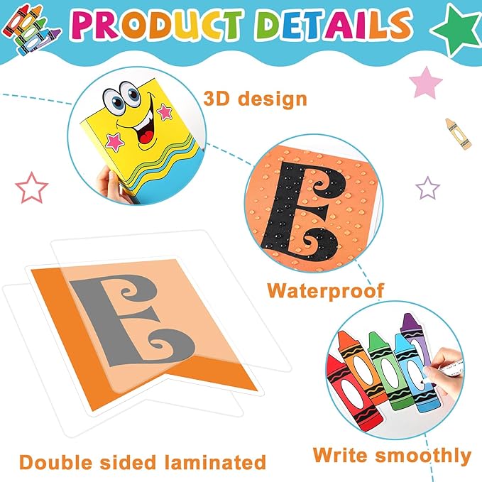 gisgfim 3D Crayon Bulletin Board Decorations Set Welcome Classroom Decor Amazing Things Happen Here Paper Cutouts Back to School Pencil Name Tag Bulletin Board Decor for School Home Chalkboard Wall