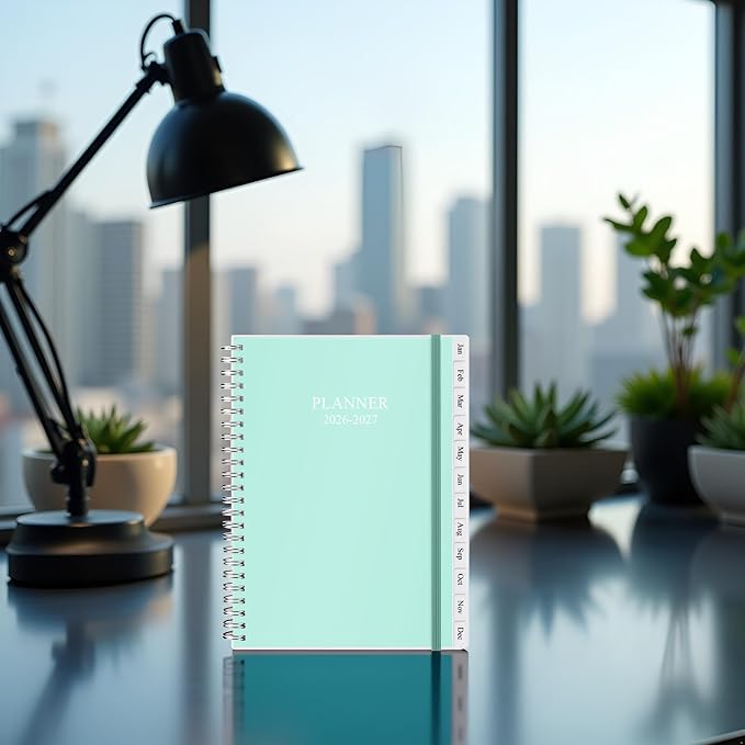 Cheericome Planner 2026-2027, Monthly Weekly Planner Runs January 2026 to June 2027, 26-27 Planners with PP Cover and Elastic Bond, 18 Month, Teal Monthly Planner Calendar
