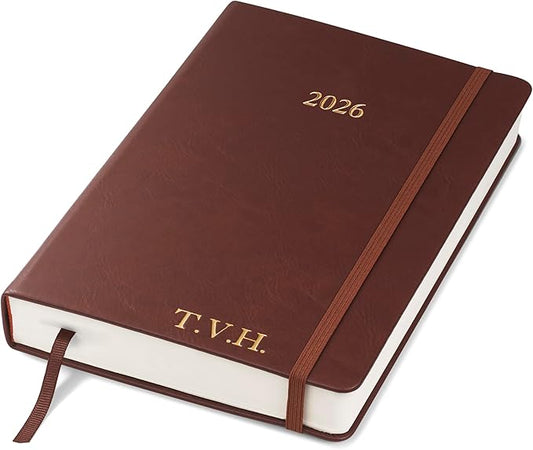 Wykeham's Executive 2026 Daily Journal Planner – US Public Holidays & Format – Customization Available (Personalized Conker, 8.5" x 5.5")