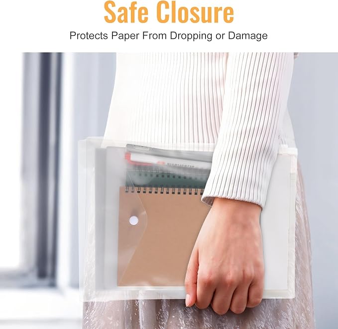 50 Pcs 9"x12" Clear Plastic Envelopes with Snap Closure, Heavy-Duty Plastic Document Envelope & File Folder for Organizing Papers (9.25"x12.8")