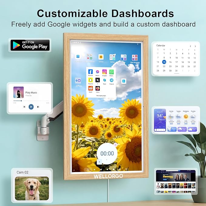 Smart Digital Calendar, 32” Electronic Planner with FHD Touch Screen & Remote Control, Electric Family Organizer with Chore Chart Google Play Customizable App, Wall Display Tablet with Camera
