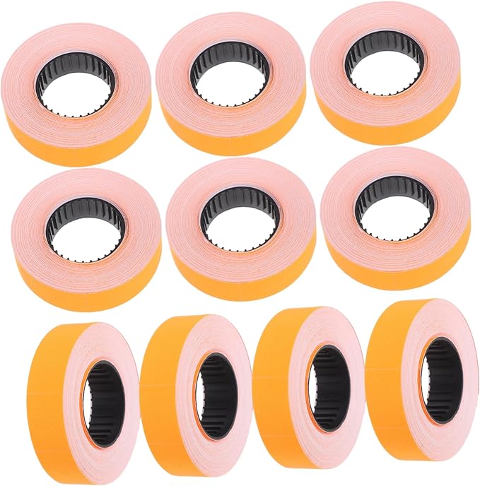 KALLORY 10rolls Orange Price Labels for Price Markers Print Quality Label Printer Paper for Stickers and Tagging