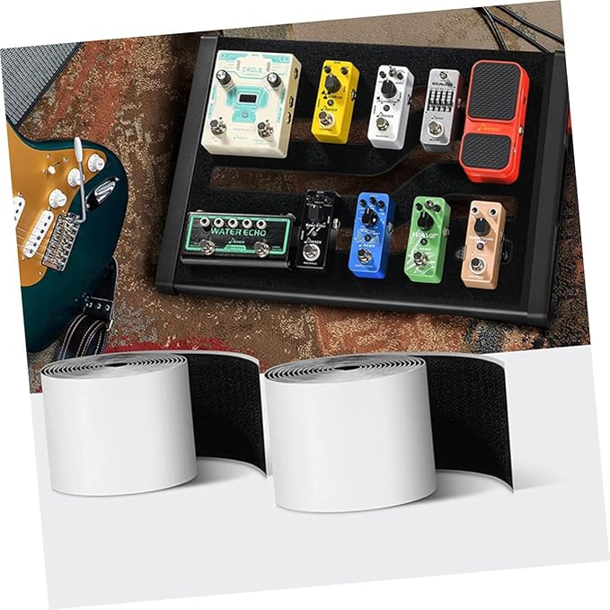 VANZACK 2rolls Guitar Effects Pedal Mounting Tape Double Sided Tape for Pedal Board Hook and Loop Straps for Guitar Board Accessories