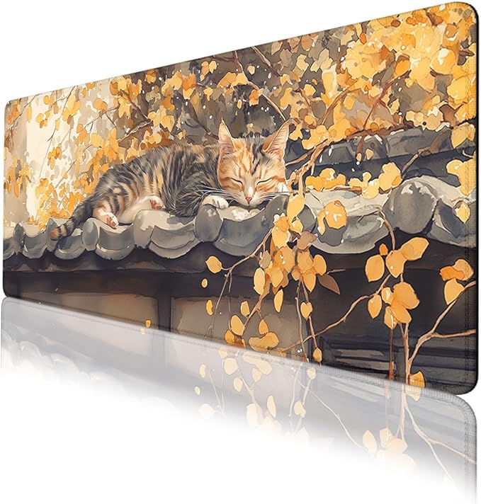 Watercolor Cat Desk Mat Gaming Mouse Pad Japanese Aesthetic Kitty Mousepad XL Large Gaming Mousepad Laptop Keyboard Mat Desk Pad Office Computer Keyboard Laptop Home 31.5"x11.8"