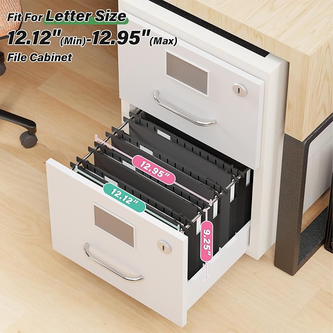 ANSOOK Hanging File Folders Letter Size,Heavy Duty 1" Hang Folder for File Cabinet, 12 Pack Extra Capacity File Folders Hanging with Tabs for File Frame & Stroage Box,Hanging File Organizer