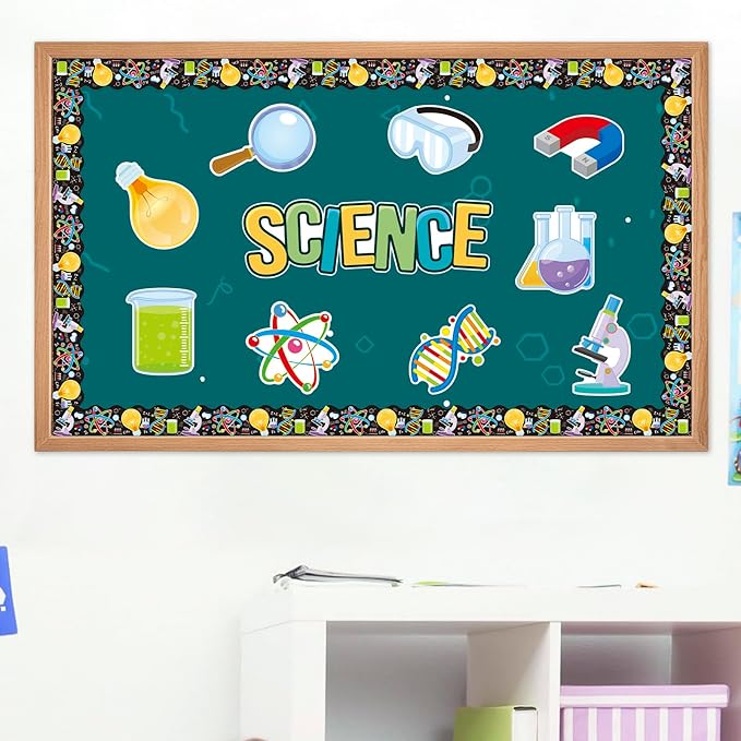 45 Pcs Science Cutouts Science Lab Accents Scientific Cut-Outs for Party Classroom Scientist Bulletin Board Craft Home Office Wall Decoration