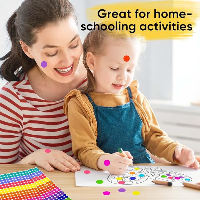 3000 PCS 1/2 Inch Colored Dot Stickers Round Color Coding Labels Circle Dots Labels Price Stickers Polka Circle Dots Sticker Label Sticker for Office, Classroom, Papers Etc