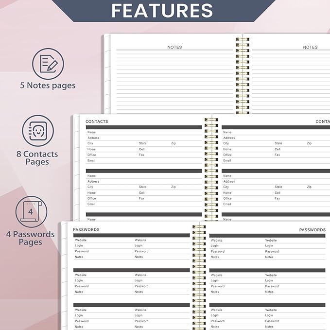 2026 Monthly Planner - Large Monthly Planner 2026, JAN. 2026 - DEC. 2026, 9" x 11", Tabs & Note Pages, Spiral Binding, Thick Paper, Back Pocket
