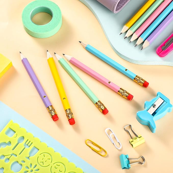 Nezyo 80 Pcs Mini Golf Pencils with Eraser 2 HB 4 Inch Half Pencils Hexagon Pre-sharpened Color Pen for Bridal Wedding Classroom School Office(Candy Color,Heart Style)