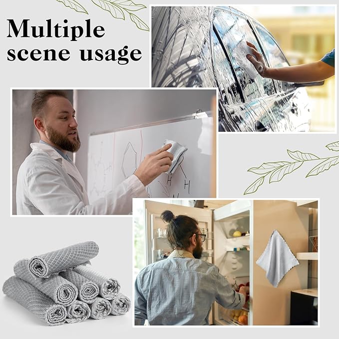 Fanfanwin 8 Pcs 10" x 10" Magnetic Cleaning Cloth Dry Erasers for White Boards Extra Strong Magnetism Microfiber Eraser for Blackboards Classroom Home Reusable Washable (Fish Scale Cloth)