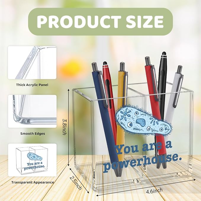 Funny Biology Acrylic Cosmetic Pencil Pen Holder Funny You Are a Powerhouse Pen Holder Cup Teacher Gifts for Men Women Biology Teacher Decor for Office Desk Accessories