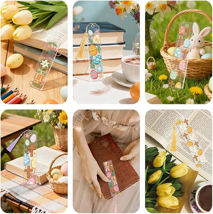 Peacoblue 30pcs UV DTF Bookmarks Transfer Stickers Wraps Easter Cross with Christianity for Women Men Reading, Waterproof Bookmarkers Decal(No Blank Bookmarks)for Acrylic Plastic Metal Blank Bookmark