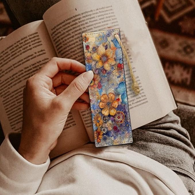 Vintage Flowers 2 PCS Leather Bookmarks for Women, Men, Book Lovers, Page Markers for Students Teachers Reading Bookmarks Accessories for Book Lovers