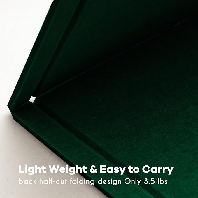 Large Bulletin Board - 60 x 36 Inches, Decorative Felt Pin Board for Wall - 5' x 3' Foldable Photo Display Board with Self-Adhesive Tape, Includes 20 Push Pins - Dark Green