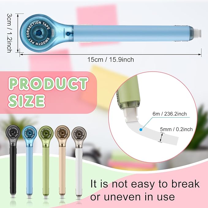 Gersoniel 10 Pack Correction Tape Pen Correctional Ink Tape Push Pull Protective, Easy to Use Applicator for School Office Supplies, 0.2 x 236 Inch (Natural Color)