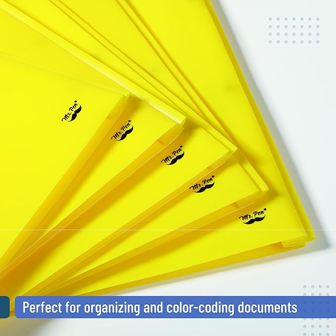 Mr. Pen- Plastic Folders with Pockets and Prongs, 36 Pack, Letter Size, Yellow, Flexible Plastic Folders with Prongs and Card Slot