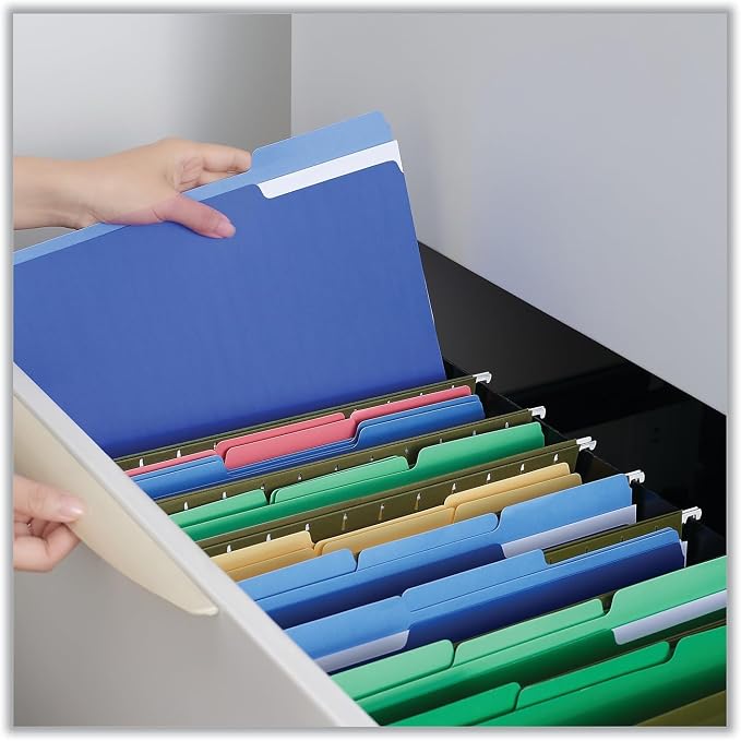 Universal 12301 Recycled Interior File Folders, 1/3 Cut Top Tab, Letter, Blue, 100/Box