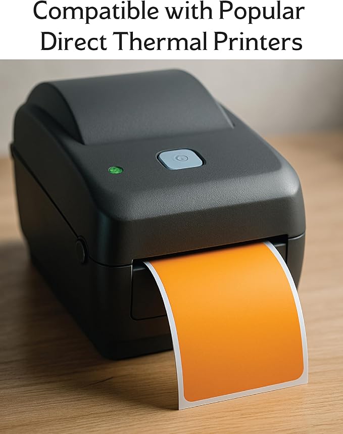 4" X 6" Direct Thermal Shipping Labels | Orange | 1" Cores w/Perfs Easy Tear | Made in USA | Printing Label | 250 Labels | 250 Labels per Roll | 1 Rolls | Blank Labels