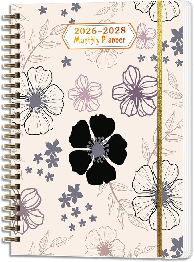 2026-2028 Planner, Three-Year Planner, Daily Plan and Monthly Plan Book, Bound with Iron Circle, A5 (8.26 "x 5.9") (White)