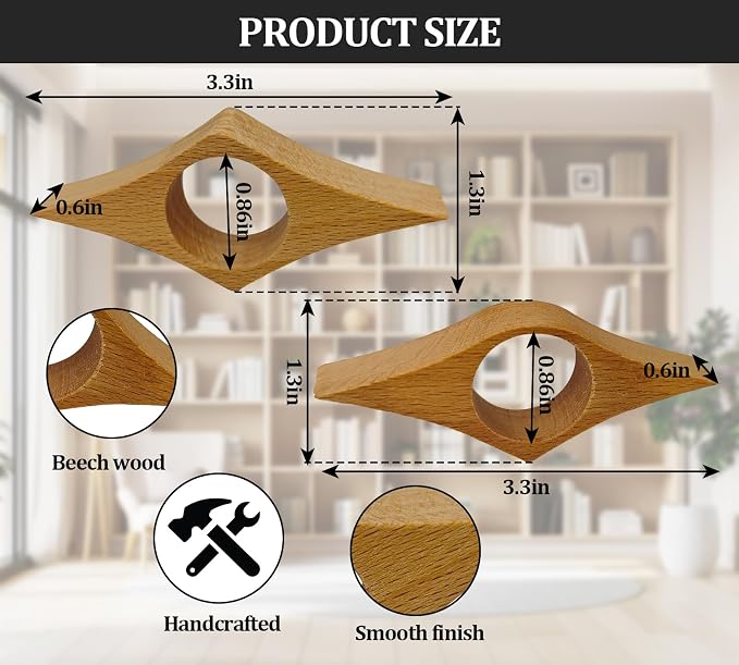 Thumb Book Page Holder, 2pcs Handmade Natural Beech Thumb Bookmark, Book Opener Holder, Wood Page Clips, Smooth Finish Wood Reading Accessory, Perfect for Readers, Book Lovers, Bookworm (Beechwood)