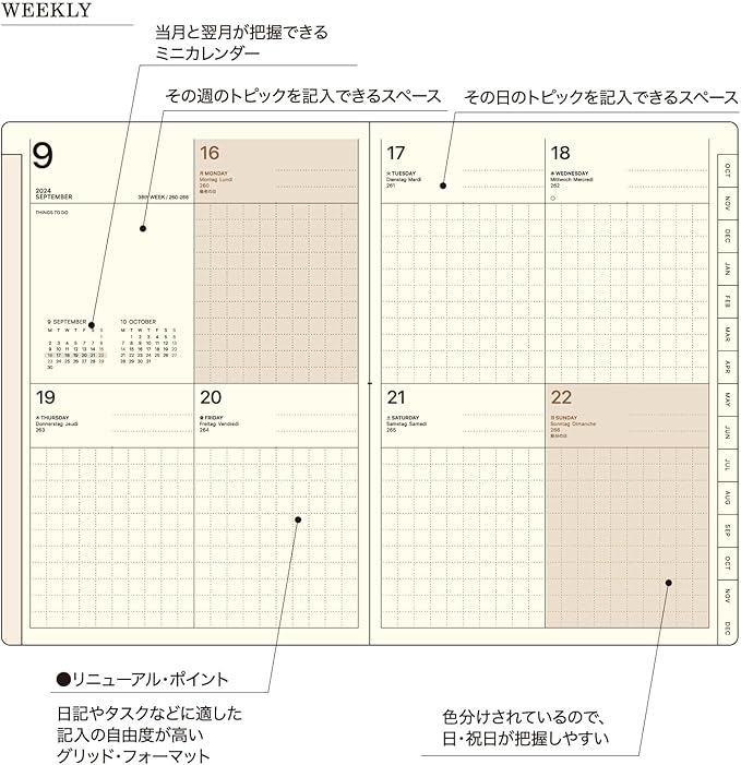 Laconic LKS67-230BL Notebook, 2025 B6 Weekly Typo, Blue (Begins September 2024)